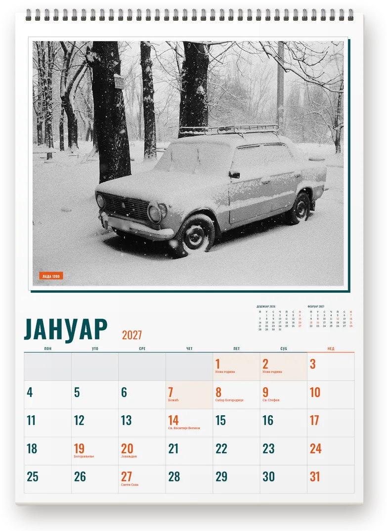 Kalendar Jugo legende, januar 2027