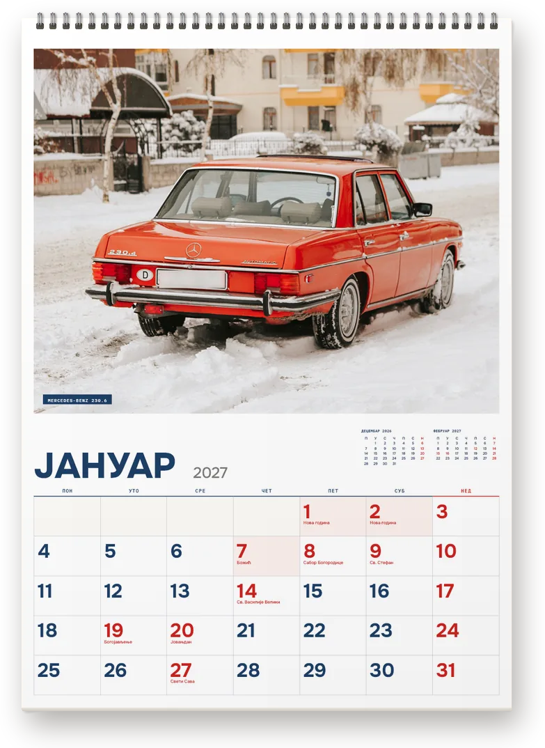 Kalendar Klasici, januar 2027