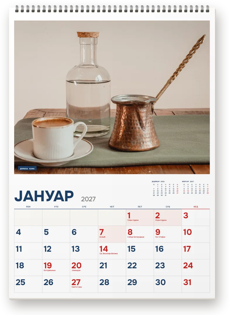 Kalendar Hleb i kafa, januar 2027