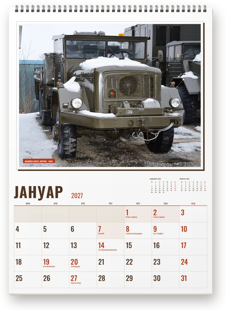 Kalendar Legende druma, januar 2027
