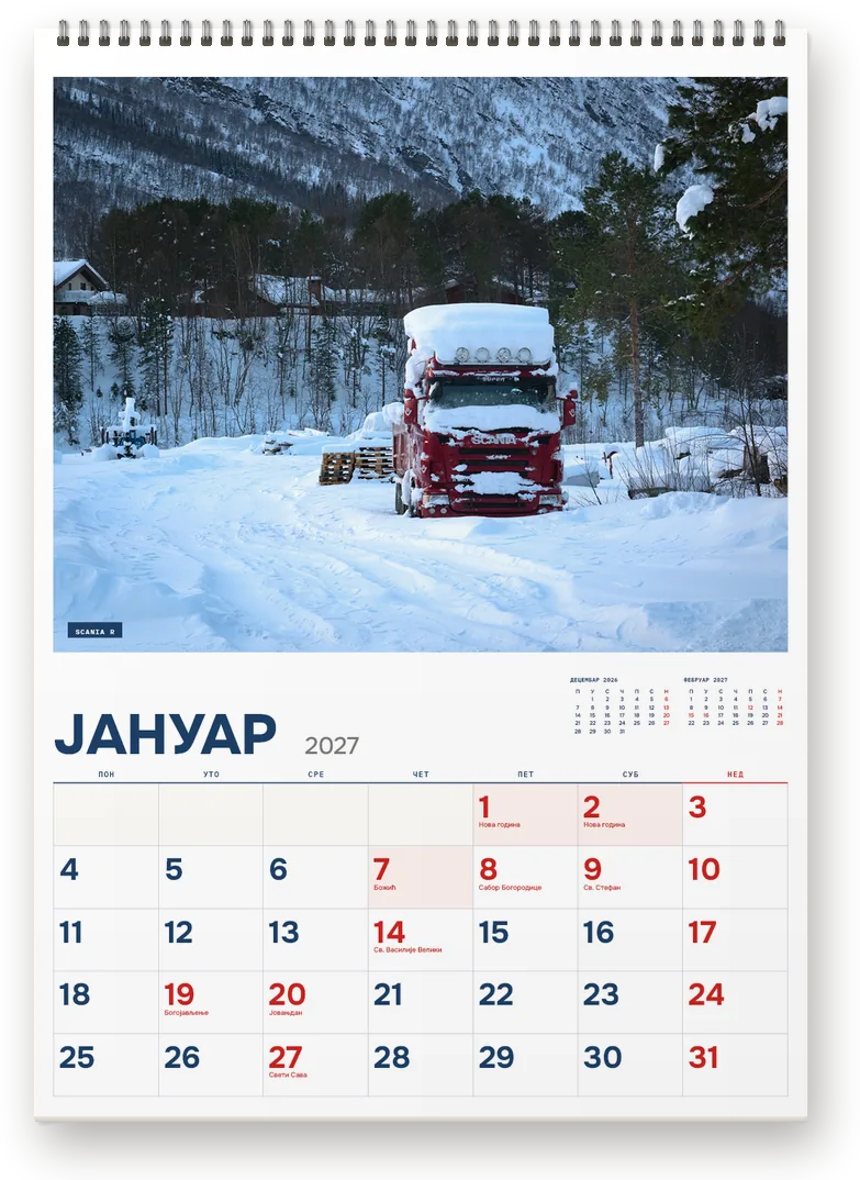 Kalendar Kamioni, januar 2027